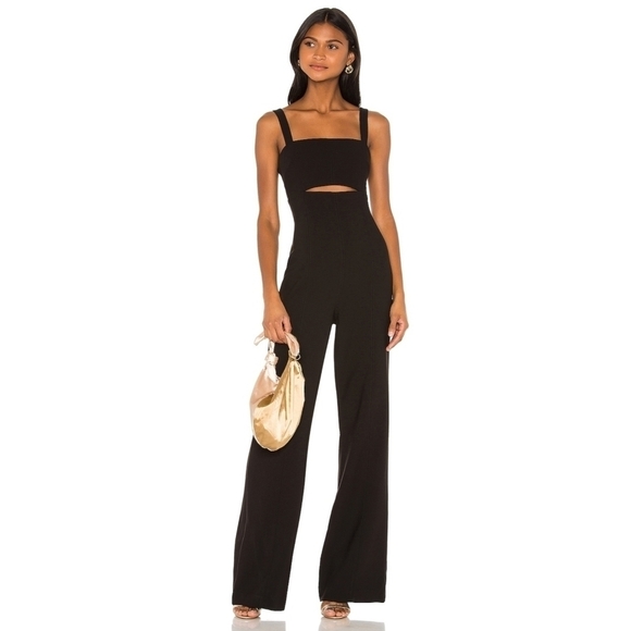NEW LIKELY x REVOLVE Paige Black Waist Cut Out Jumpsuit Size 0 - Picture 1 of 9
